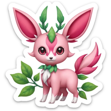 Rosy floral romantic cute kawaii Ivy-Scizor-Sylveon-Leafeon-Pokémon-Digimon-Fakémon-hybrid-fusion-creature sticker