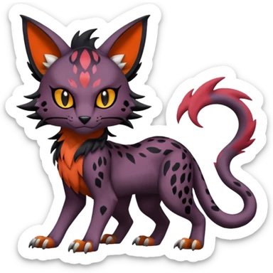 Dark dusky dull spooky realistic furry Liepard-Noivern-Litten-Sprigatito-Pokémon-fusion-creature (full body) sticker
