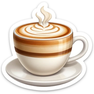 cappuccino in a cup with foam art sticker