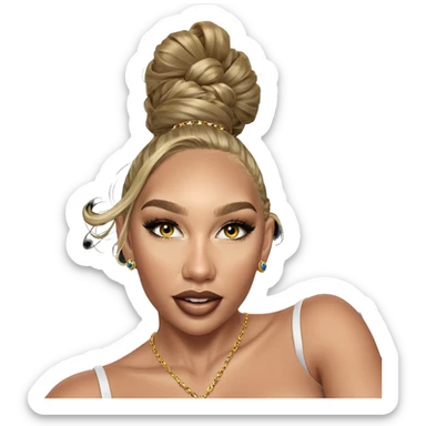 blonde girl with jewelry sticker