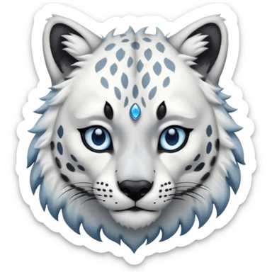 Snow-leopard-wolf-hybrid-fusion-animal-creature, full body sticker