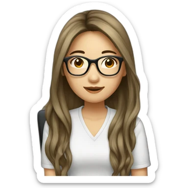 hot-asian-girl-with-long-hair-and-glasses sticker