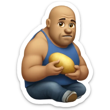 xl bully eating a potato  sticker