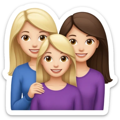 3 girlfriends white 1 blond 2 brunette  sticker