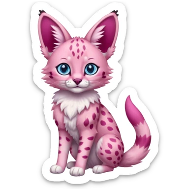 Pink Magenta Pastel-Rose Serval with blue eyes, full body sticker