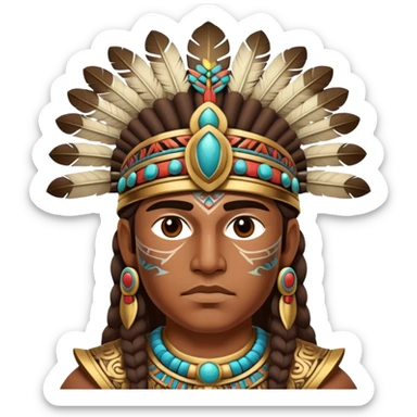 Ancient Toltec warrior with ornate headdress sticker