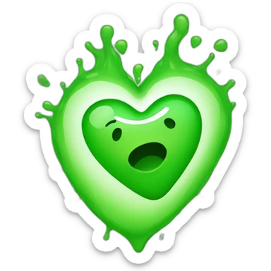 A green heart who vomits sticker