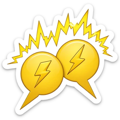 two speech bubbles with a lightning bolt between them sticker