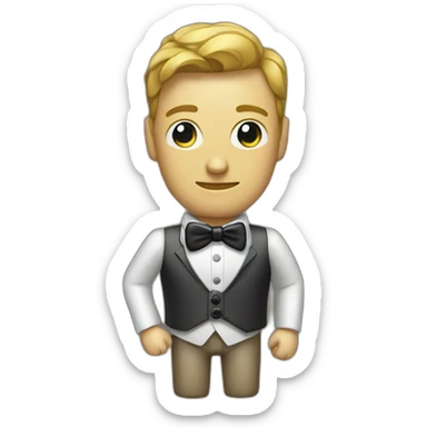 Android figurine with bow tie sticker
