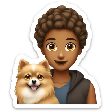 Young tanned girl with Pomeranian sticker