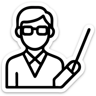 teacher holding a magic stick, icon style, simple and clear lines, suitable for an educational app sticker