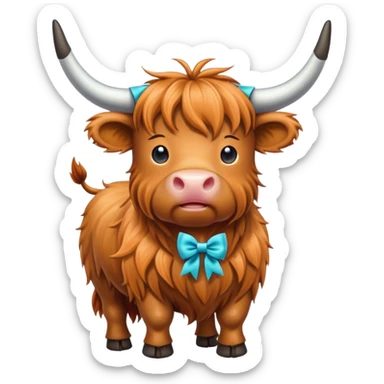 Highland cow with a bow  sticker