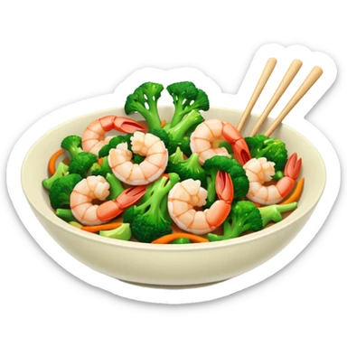 Chinese dish shrimp with broccoli  sticker