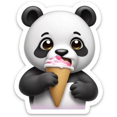 Panda eating ice cream sticker
