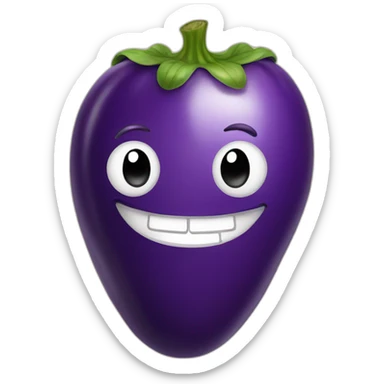 Smiling eggplant sticker