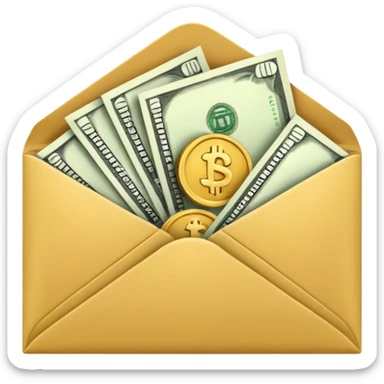 money in an envelope sticker