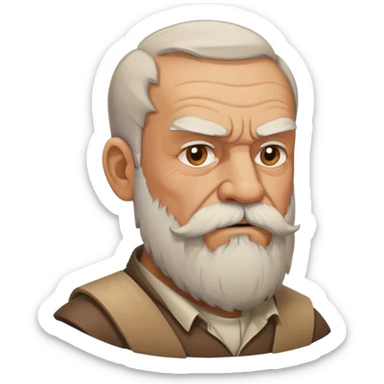 old angry man with beard and mustache in profile view sticker