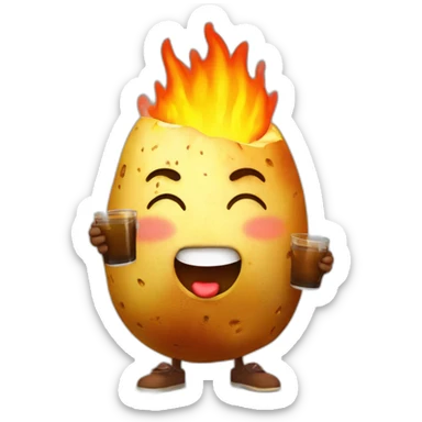A potato on fire Who drinks a carton of fruit juice sticker