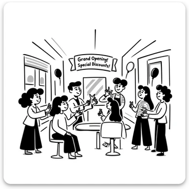 discount, event, customer attraction for hair salon marketing sticker