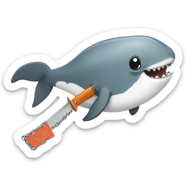 Narwhal with chain saw  sticker