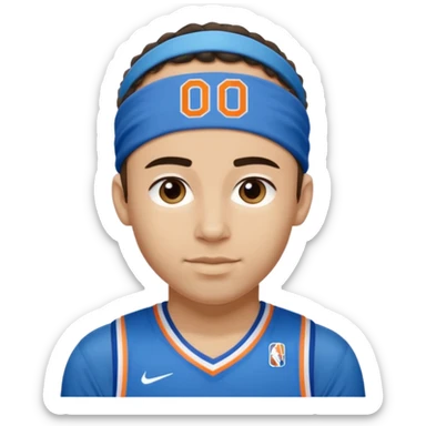 Shai Gilgous alexanderd wearing his okc blue jersey with number two with his blue headband on sticker