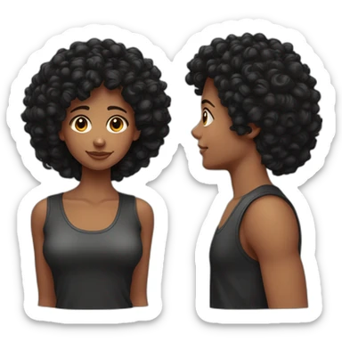 Fille avec cheveux rouge et garçon avec cheveux bouclé noir sticker