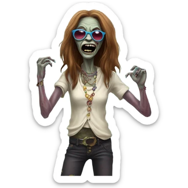  janis joplin zombie dancing, who wears circle glasses sticker