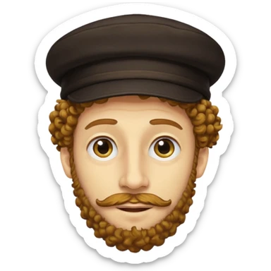 A yellow Jewish guy with the hair and nose and hat sticker