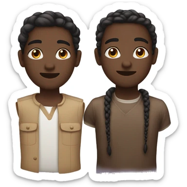 2 Brothers one with dark skin color and one with light and they both have braids sticker