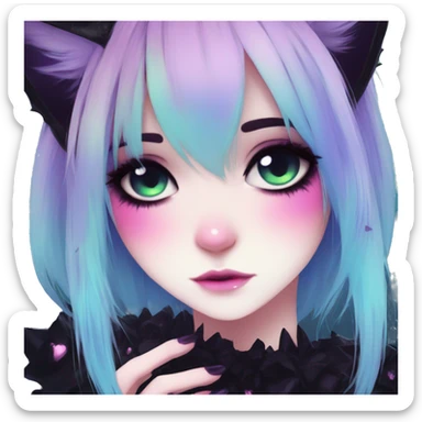Gorgeous Cute Gothic Edgy Colorful Gradient Beautiful Anime Emo CatLady sticker