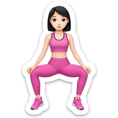 a pretty bratz fair girl in pink workout clothes and black hair sticker
