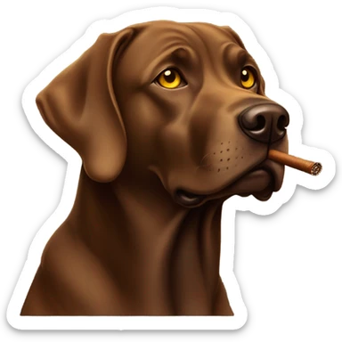 brown lab looking dog with yellow eyes smoking a cigar sticker