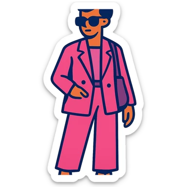 a stylish person in trendy pink outfit, modern look sticker