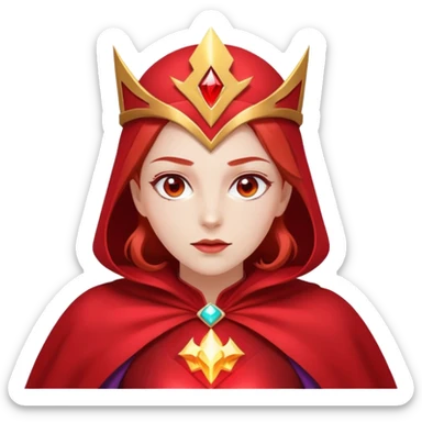 woman with red magic energy powers wearing red headpiece and cape sticker