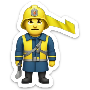 angry Ukrainian fireman with flag of Ukraine sticker