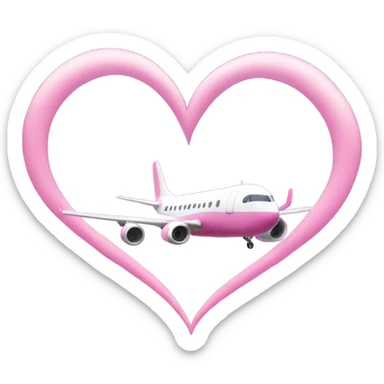 Pink plane drawing heart trail in sky sticker