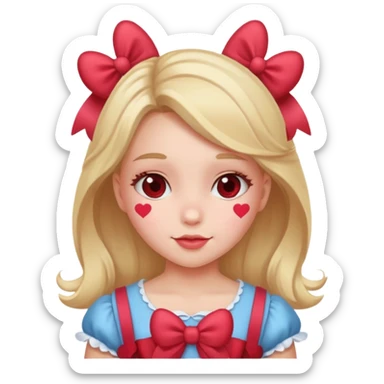 Blushing with hearts and bows sticker