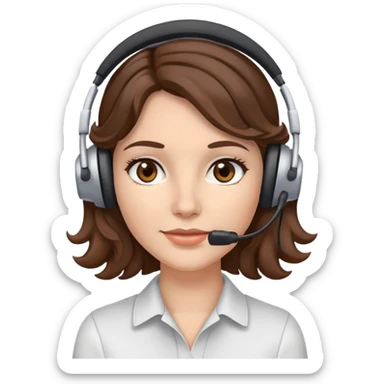 White female  Brown wavy hair  Dark brown eyes  Headset sticker