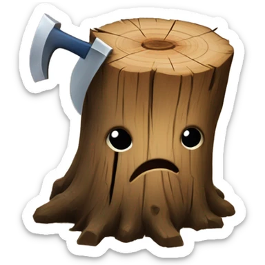 Tree stump with an axe cleaved in  it  sticker