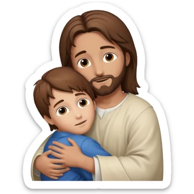 Niño abrazando a Jesús original sticker