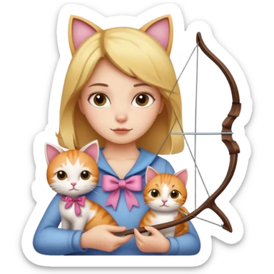 Bow with girl and cat  sticker