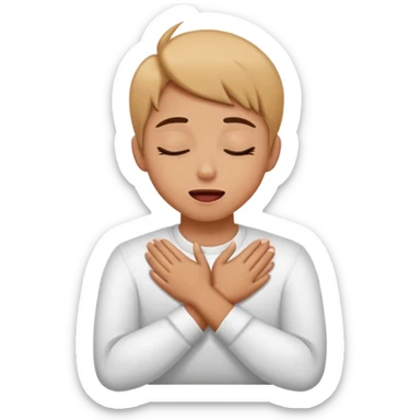 Guy with neck crossed hands eyes closed tongue out sticker