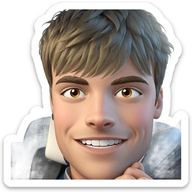 smiling boy on phone screen sticker