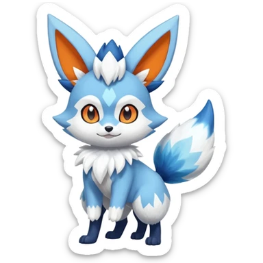 Glaceon-Fennekin-Meowstic-Fakémon-hybrid-creature (full body)  sticker