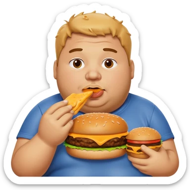 fat guy eating burger sticker