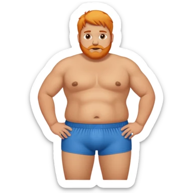 A fat orange haired man in boxers and a crop top shirt sticker