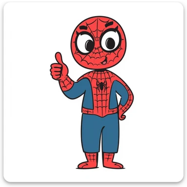 spiderman giving a thumbs up, hand drawn doodle style sticker