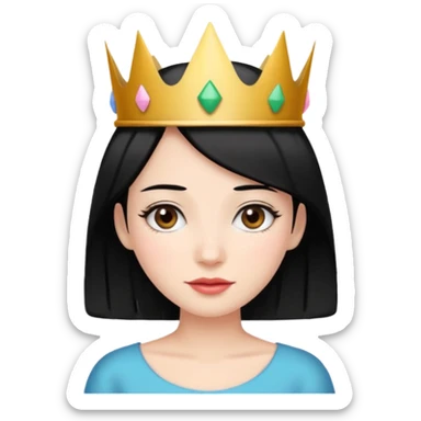 Perempuan, berambut hitam dan menggunakan mahkota ulang tahun sticker