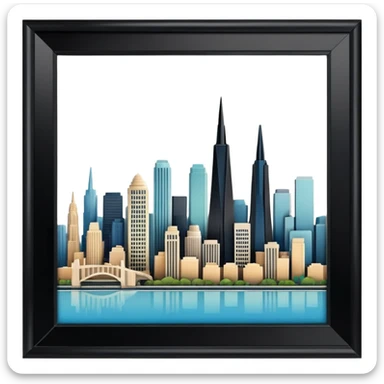 create an image of san francisco skyline in the tech future - no car, use art deco sticker
