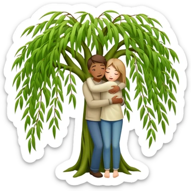 weeping willow tree with people hugging inside sticker